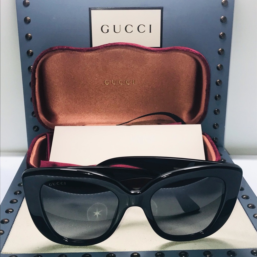 Black Gold Femenine Cat-eye Gg0327s 001 Sunglasses - Picture 10 of 10